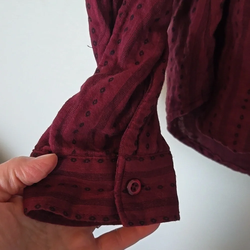 Orvis | Burgundy Button Down Long Sleeve Shirt Size Large